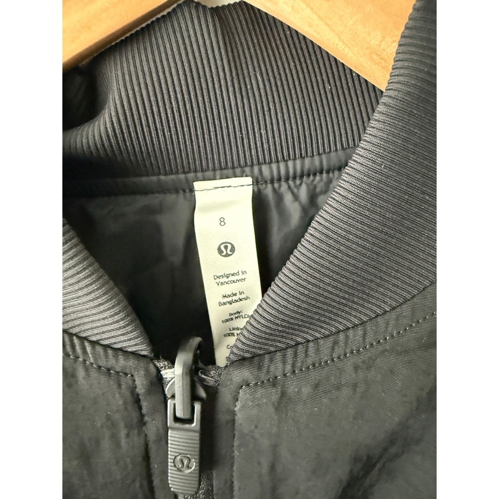 Lululemon Non-Stop Bomber Jacket Black Women PrimaLoft New NWT 8 Corporate Logo - Picture 2 of 16